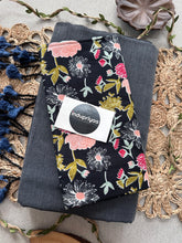 Dark Grey  Handloom Cotton Saree With Black Flower Print Blouse